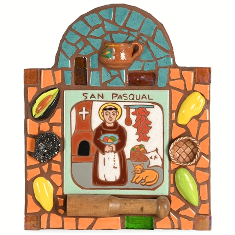 San Pasqual, Patron Saint of Cooks, Handcrafted Mosaic Wall Art