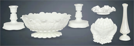 Vintage Milk Glass Collection - 6-Piece Set