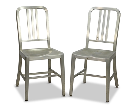 Pair Navy Chairs in Aluminum by Good Form