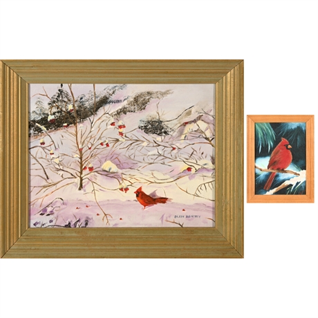 Winter Cardinals' Original Paintings