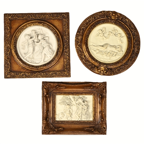 Antique-Style Relief Wall Plaques – Classical Mythology Scenes