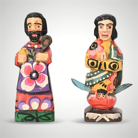 Folk Art Santos – Hand Carved & Painted Wood Figures
