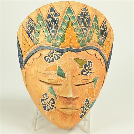 Hand Painted and Carved Wood Mask