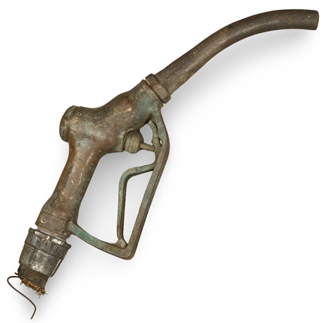 Vintage McDonald Bronze Gas Pump Nozzle - Marked PL.980, USR Co, Dubuque