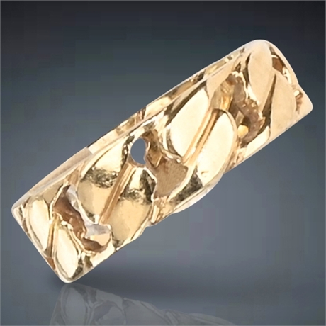 14K Yellow Gold Curb Link Style Band Ring - Size 6.5