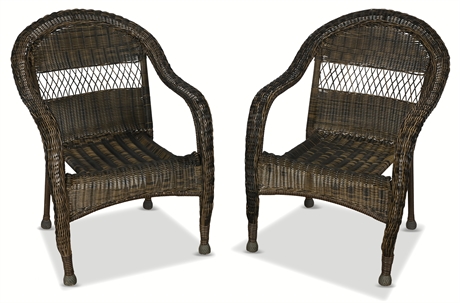 Pair of PVC Wicker Armchairs