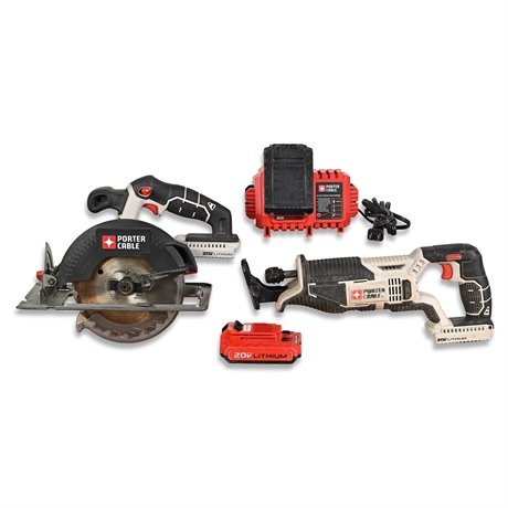 Porter Cable 20V Max Lithium Circular Saw & Tiger Saw Combo Kit, 5 Pieces