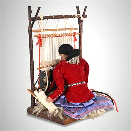 Spirit of the Loom – Navajo Weaver Folk Art Scene in Horsehair & Wood