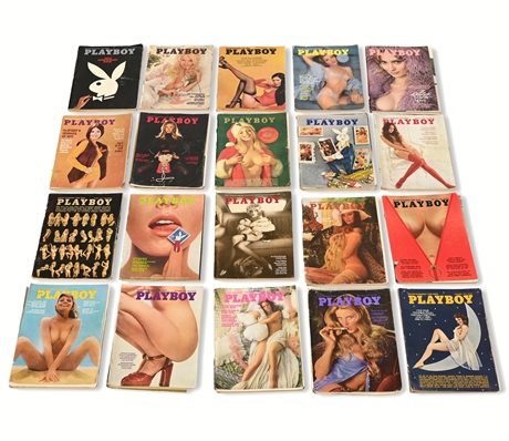 Lot of 20 Vintage Playboy Magazines - 1972 to 1974