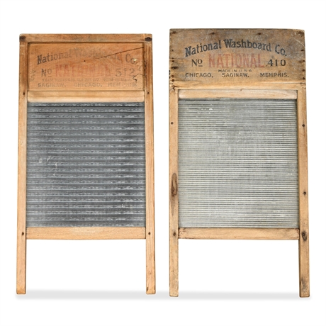 National Washboard Co. Textured Glass Washboards, No. 512 & No. 410 — Lot of 2
