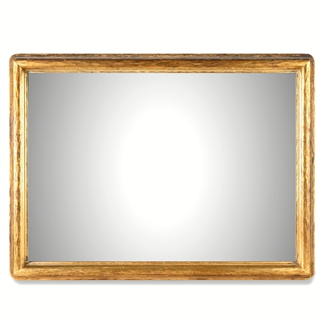 31" Brushed Giltwood Wall Mirror — Rectangular, Refined Patina
