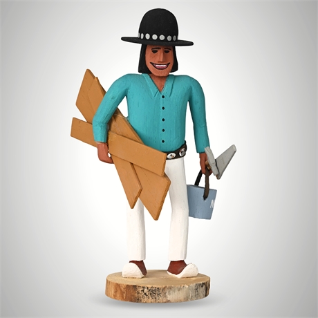 1992 Navajo Folk Art “Carpenter” by Virgil Wood — Signed & Dated
