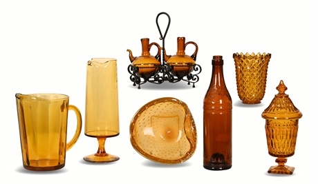 Vintage/Mid-Century Amber Glass Collection