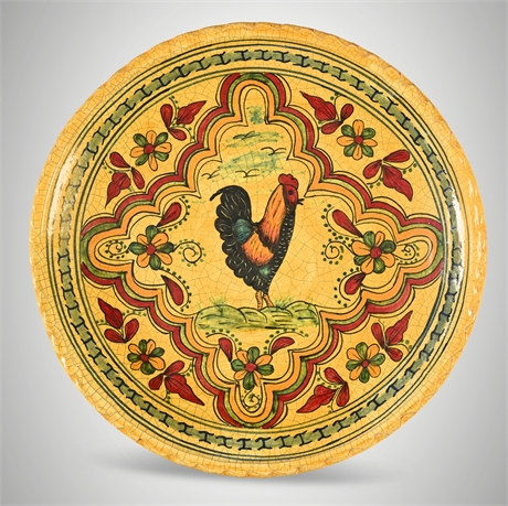 Talavera Mexican Pottery Plate – Hand Painted Rooster, 18" Wall Display