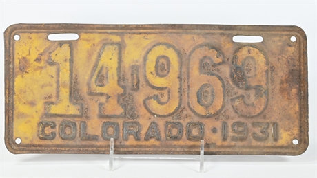 1931  Colorado License Plate