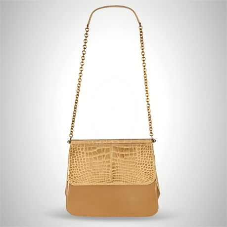 Judith Leiber Alligator-Flap & Calf Leather “Medium Poll” Shoulder Bag