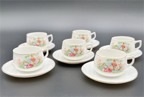 CHINA DEMITASSE CUPS AND SAUCERS