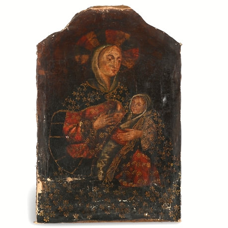 Madonna with Child - Antique Religious Oil Painting