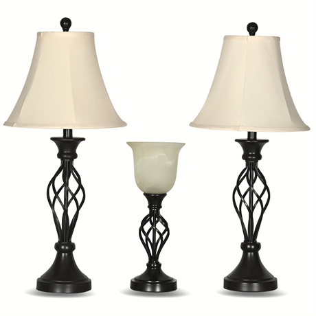 Contemporary 28" Table Lamps & 16" Torchiere Lamp