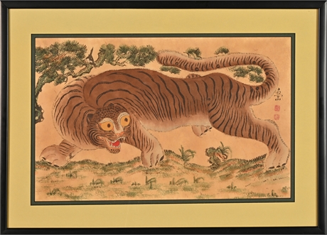 Vintage Hand-Colored Tiger Print