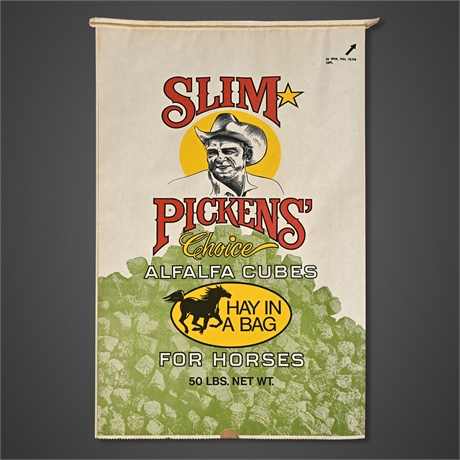 Slim Pickens' Choice "Hay in a Bag" Feed Sack — 1975 Western Americana