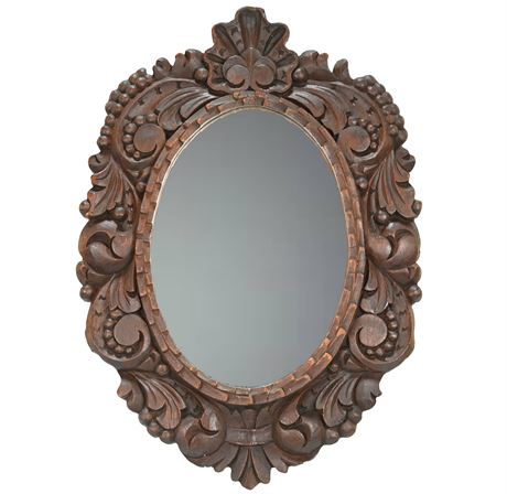 Antique Carved Wood Mirror