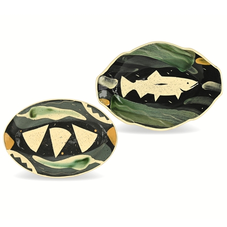 Lisa Marshall Studio Ceramic Trays – Hand-Painted Fish & Chile Pepper Designs