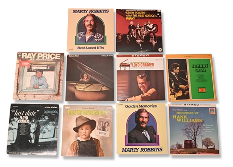 Johnny Cash, Elvis, Roberta Flack LPs