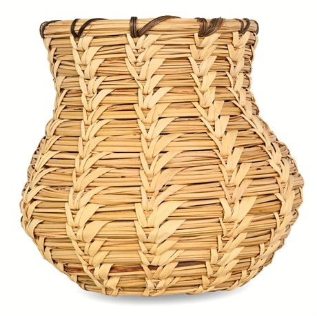 5” Papago Olla Basket Wheat Stitch — Traditional Desert Weave