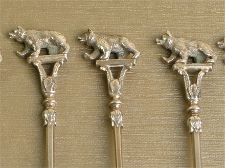 Set Old 800 Silver Bear Spoons