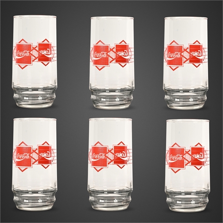 Vintage Coca-Cola “Red Diamond” Glass Set of 6 — Coke Logo, Maker Marked