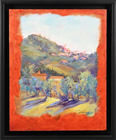 Jeri Desrochers “Cortona, Italy 2014” Oil on Masonite Panel