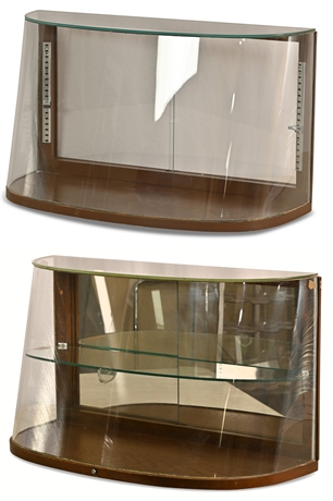 Pair Vintage Curved Glass Display Cases by Columbus