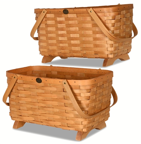 Peterboro Basket Co. Footed Gathering Baskets