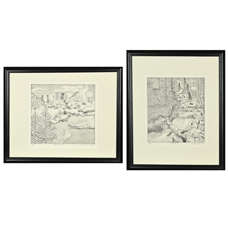 Pair Holly Goettelmann Etchings