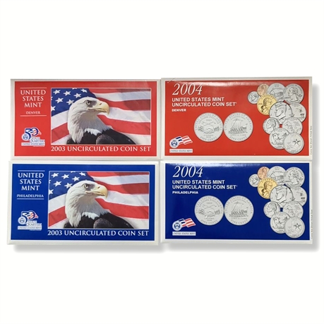 2003 & 2004 U.S. Mint Uncirculated Coin Sets (Philadelphia & Denver)