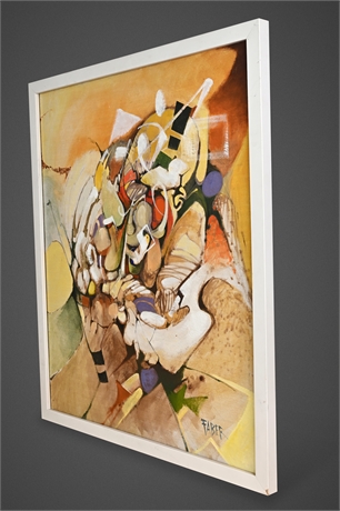 Carl Faber Abstract Figural Oil Painting Signed Framed