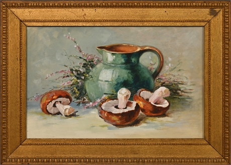 Early 20th Century 'Mushroom Tea' Watercolor