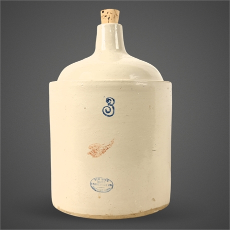 Red Wing Union Stoneware 3-Gallon Jug – Wing Stamp, c. 1917–1936