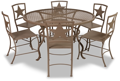 Iron Patio Dining Set with Seating for 6