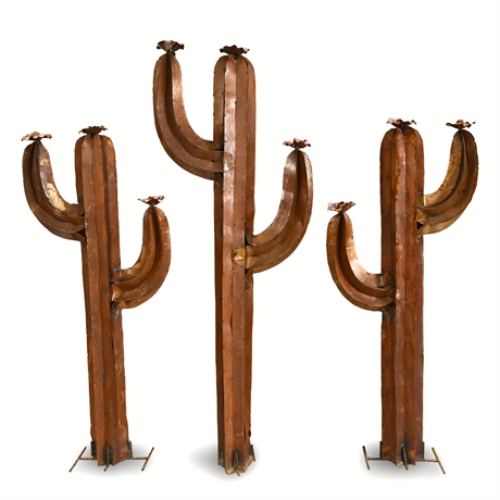 5' Trio Rustic Desert Cacti Garden Sculptures - Steel Southwestern