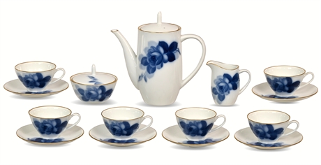 Okura Art China Blue Rose Tea Set