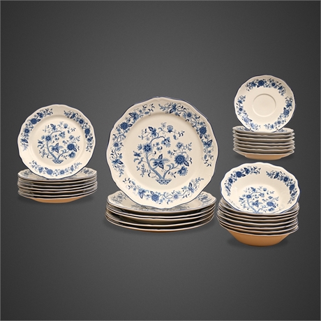 Sango Sangostone "Blue Classic" 30-Piece Dinnerware Set, Blue Onion Pattern