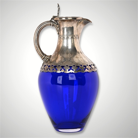 Vintage Cobalt Glass Claret Jug