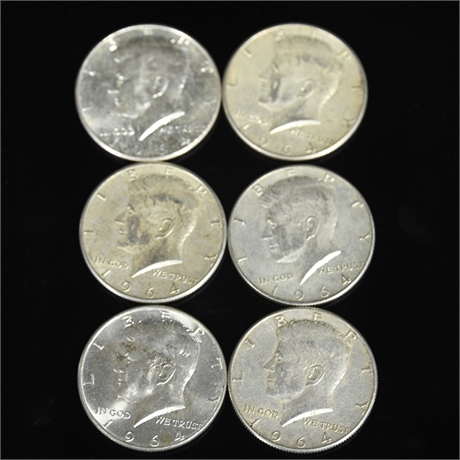 1964 Kennedy Half Dollars / 90% Silver