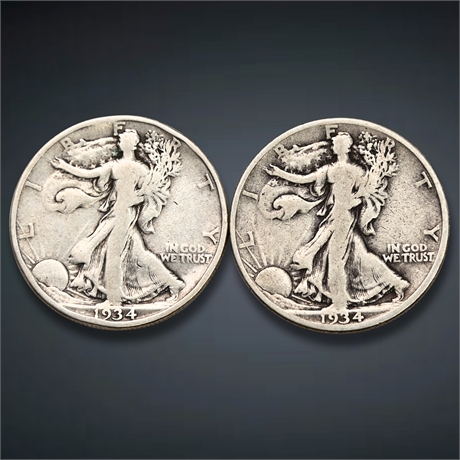 1934 (2) Walking Liberty Silver Half Dollars