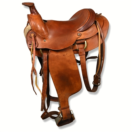 Vintage Western Ranch Saddle – Full Leather, Fleece-Lined