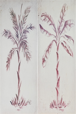 Pair Palm Tree Print on Canvas