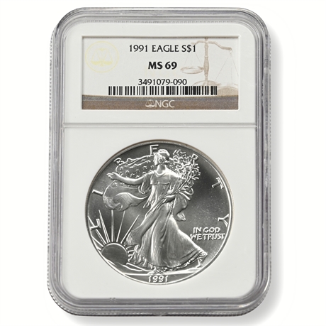 1991 American Silver Eagle $1 NGC MS 69