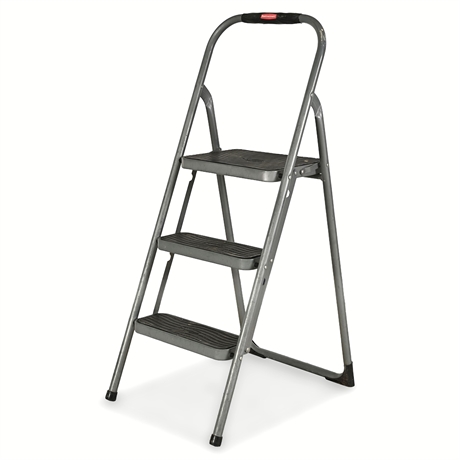 Rubbermaid 3-Step Folding Steel Step Stool, Type III Household